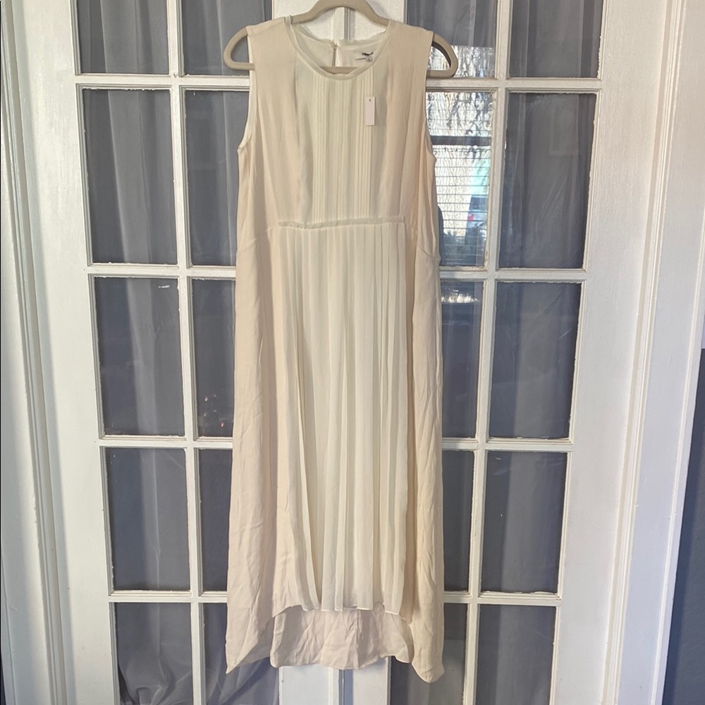 NWT Madewell Elegant Romantic Pale Pink and Cream Flowing Dress with Pockets